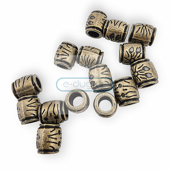 Inlet 5.8 mm Cord End for Clothing Patterned Metal Bead Shape length 5 mm B0031