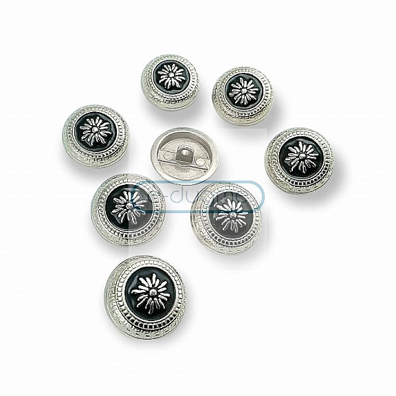 Enameled Button 21 mm - 32 L Women's Jacket Button Floral Embroidered Shank Button E 1055 MN