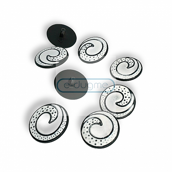 Enameled Jacket and Cardigan Button Black and White Enameled Button 22 mm - 34 L E 1679 SB