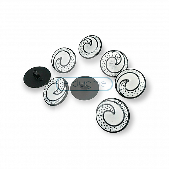 Enameled Jacket and Cardigan Button Black and White Enameled Button 22 mm - 34 L E 1679 SB