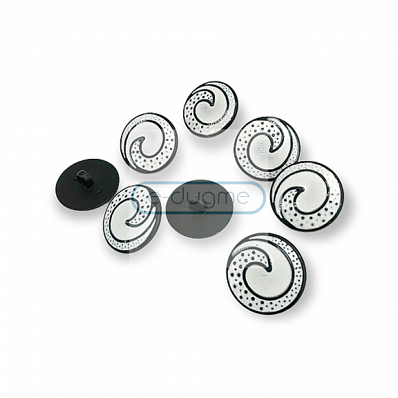 Enameled Jacket and Cardigan Button Black and White Enameled Button 22 mm - 34 L E 1679 SB