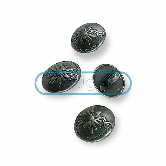 Shank Button 15 mm - 22 L Flower Patterned Metal  E 331