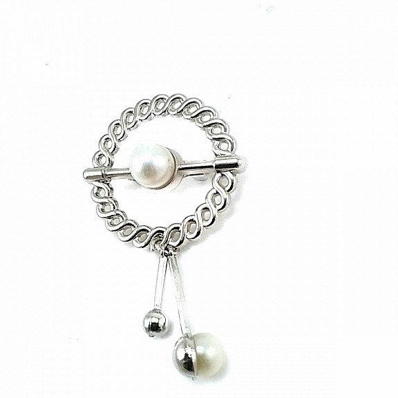 Pearl  Silver Color Brooch BRS0009