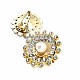 Aesthetic Gold Color Metal Brooch with Stone and Pearls BRS0032