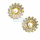 Aesthetic Gold Color Metal Brooch with Stone and Pearls BRS0032