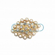 Stone and Pearl Gold Color Metal Brooch BRS0035