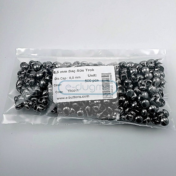 Prong Stud 8.5 mm Six Legged Metal Trok Black Nickel (500 pcs / Package) TR0011PK