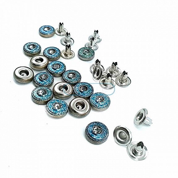 Cam Taşlı Mavi tasarımlı Rivet 10 mm 16 boy  R0015