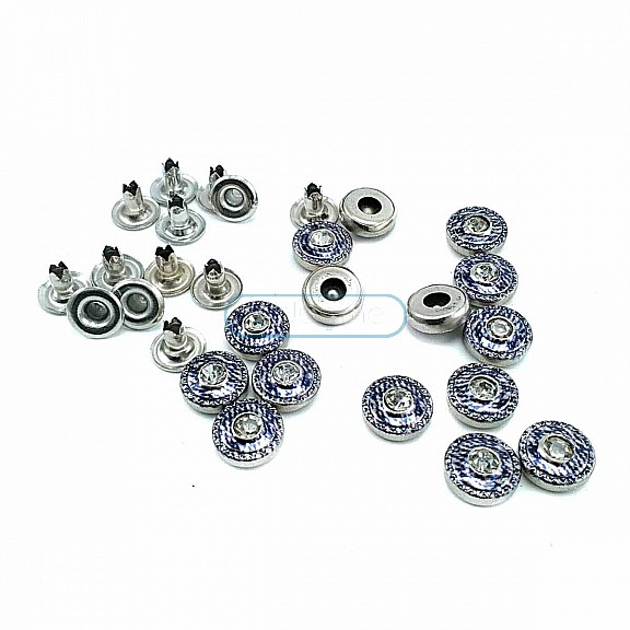 Cam Taşlı Mavi çizgili Rivet 10 mm 16 boy R0020