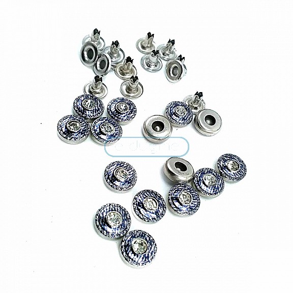 Cam Taşlı Mavi çizgili Rivet 10 mm 16 boy R0020