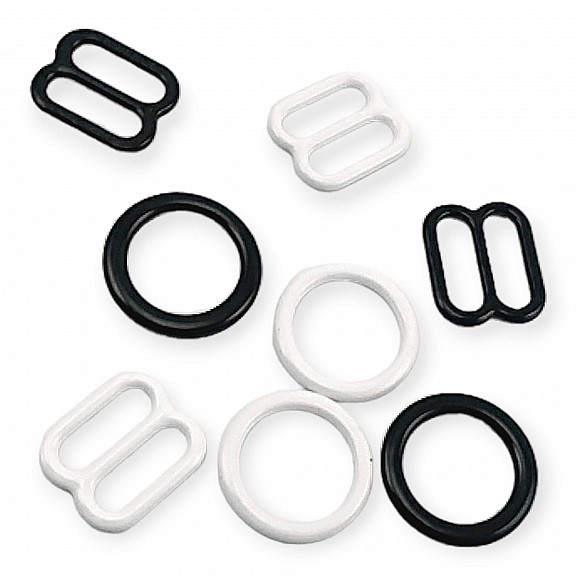 Metal Nylon Coated Bra Strap Adjustment Buckle 8 mm and Ring 0.31" PIR700008