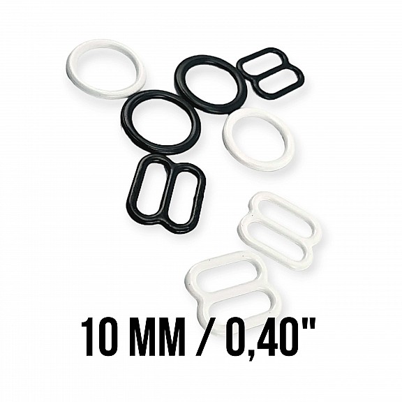 Metal Nylon Coated Bra Strap Adjustment Buckle 10 mm and Ring 0.40" PIR700010