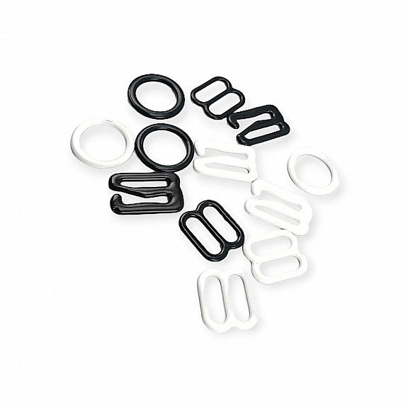 11 mm / 0.43" Metal Nylon Coated Bra Strap Adjustment Buckle - Hook and Ring Set of Three PIR720011