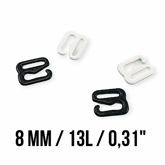 8 mm Bra Hook Metal Nylon Coated 0.31" PIR750008