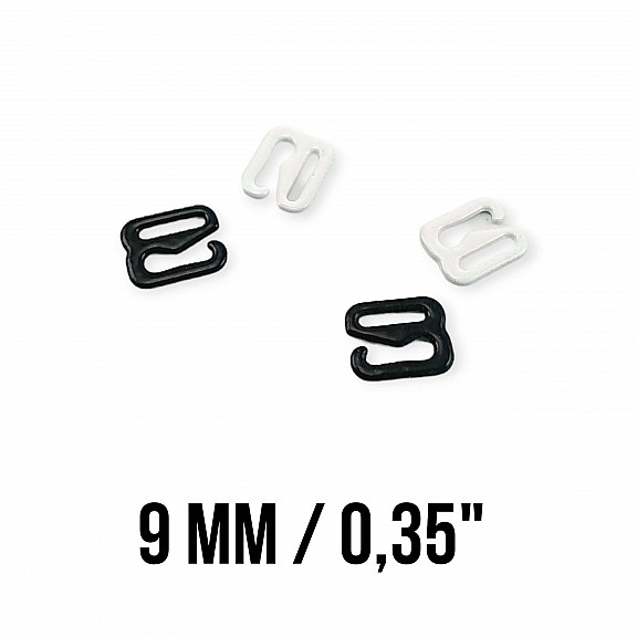 9 mm Bra Hook Metal Nylon Coated 0.35" PIR750009