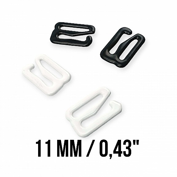 11 mm Bra Hook Metal Nylon Coated 0.43" PIR750011