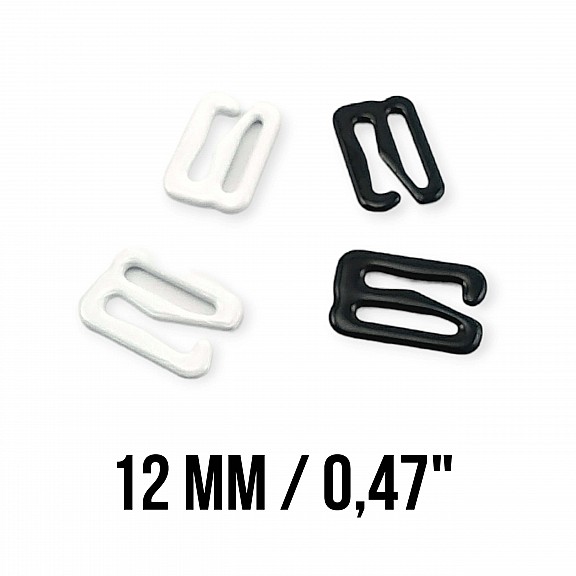 12 mm Bra Hook Metal Nylon Coated 0.47" PIR750012