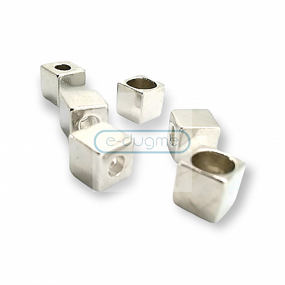 Inlet 4 mm Cord End for Clothing Cube Shaped Metal length 7.8 mm PBB002