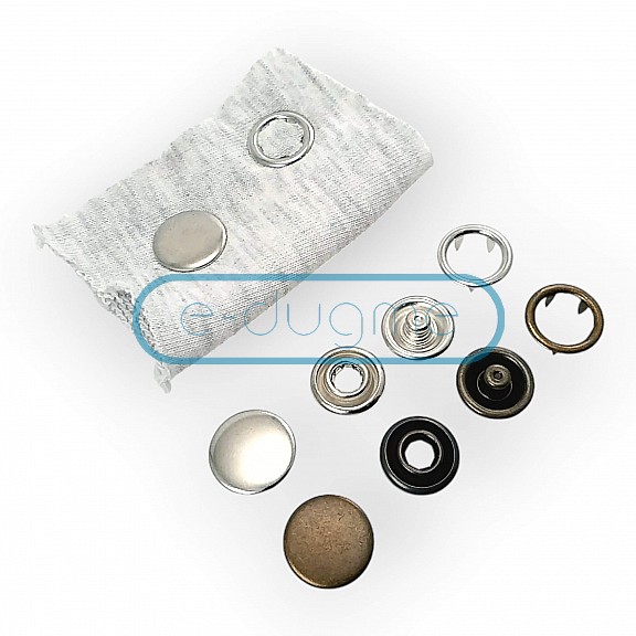 Prong Snap Fastener 15 mm - 24L - 0.60 in One Side Ring with Cap Prong Circle ERC0015TKPR