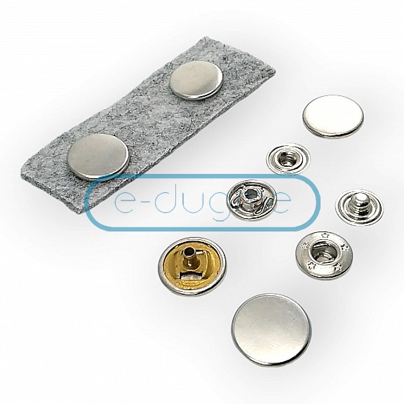 15 mm (1/2 inch) Snap Button Double-Sided Coin Type 54 System Brass 4-Piece Set ERCB0015PRCIFT