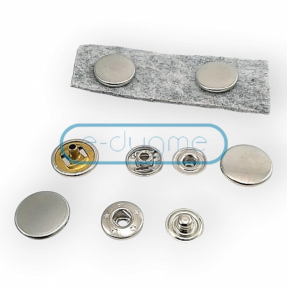 15 mm (1/2 inch) Snap Button Double-Sided Coin Type 54 System Brass 4-Piece Set ERCB0015PRCIFT