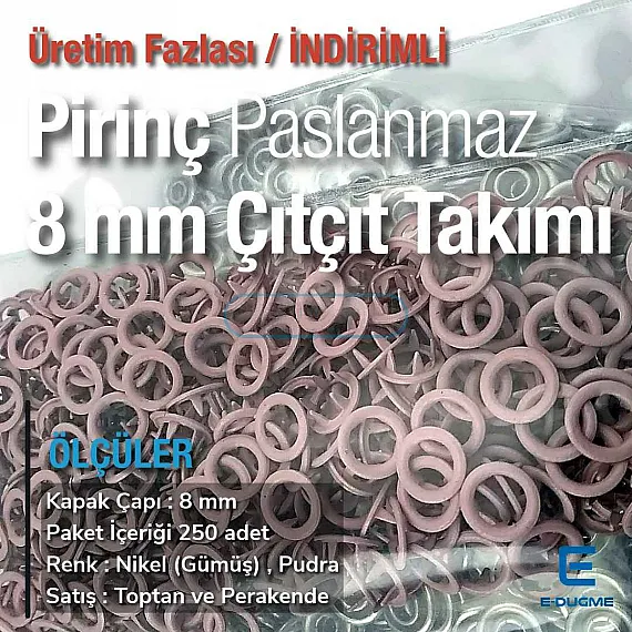 8 mm Bebe Çıt Çıtı 250 Adet Pudra Renk Klikıt Çıtçıt ERBCLK0008PPDR 8 mm Bebe Çıt Çıtı 250 Adet Pudra Renk Klikıt Çıtçıt ERBCLK0008PPDR